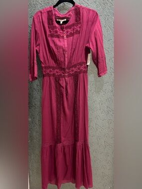 Burning Torch Embroidered Maxi Dress — Fuchsia